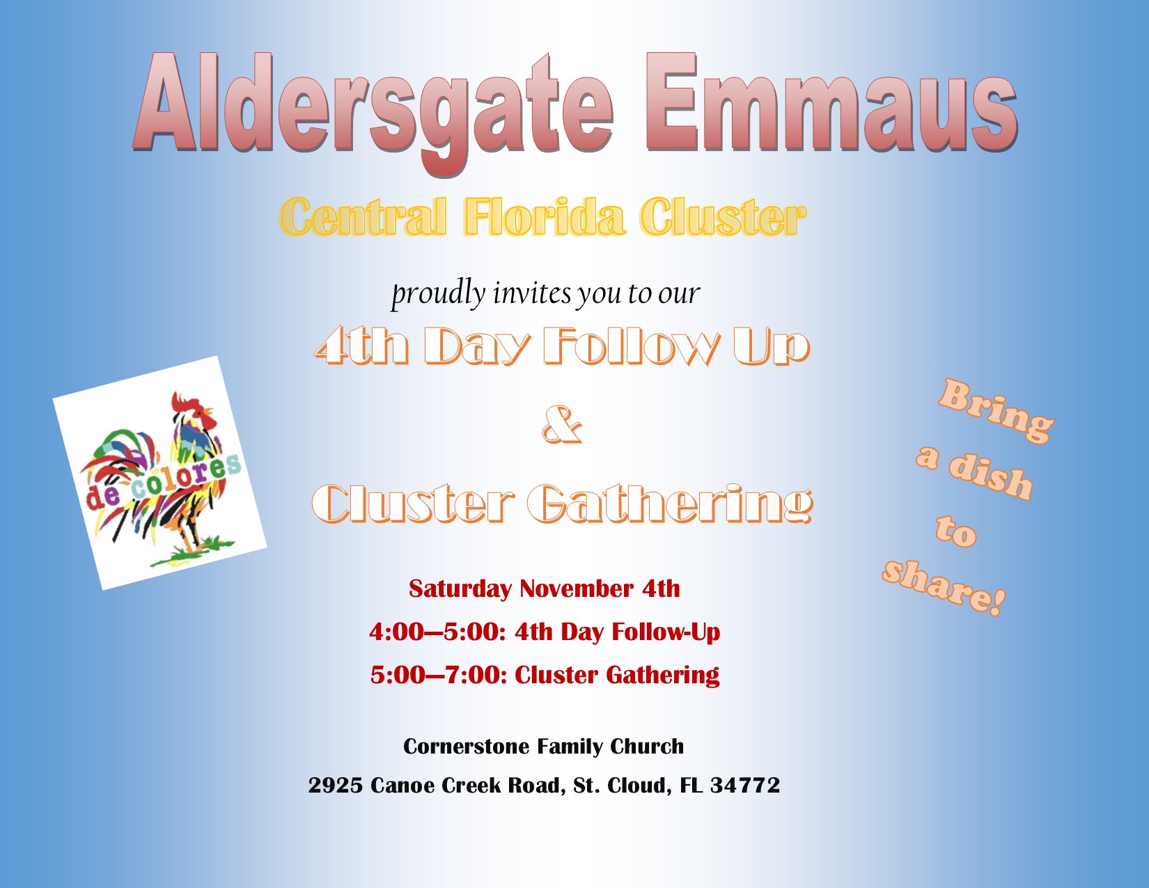 Central Florida 4th Day Follow-Up & Cluster Gathering | Aldersgate Emmaus